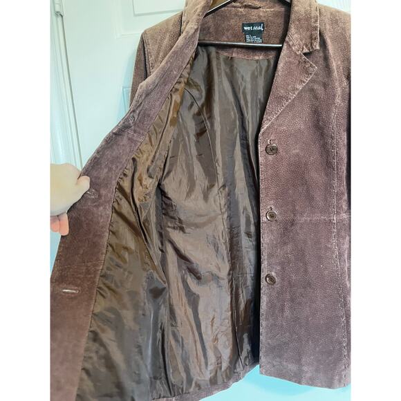 Wet Seal Vintage Y2K Suede Leather Jacket Brown Large - Picture 4 of 6